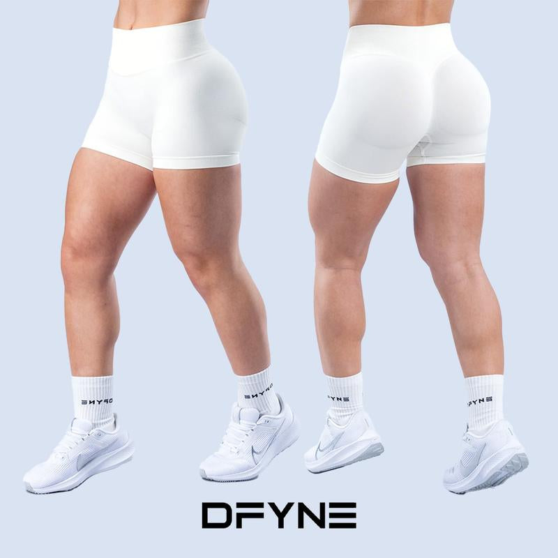Dfyne Impact Shorts 4.5" Women High-Waisted Seamless Workout Shorts Fitness Running Yoga Shorts Stretchy Activewear