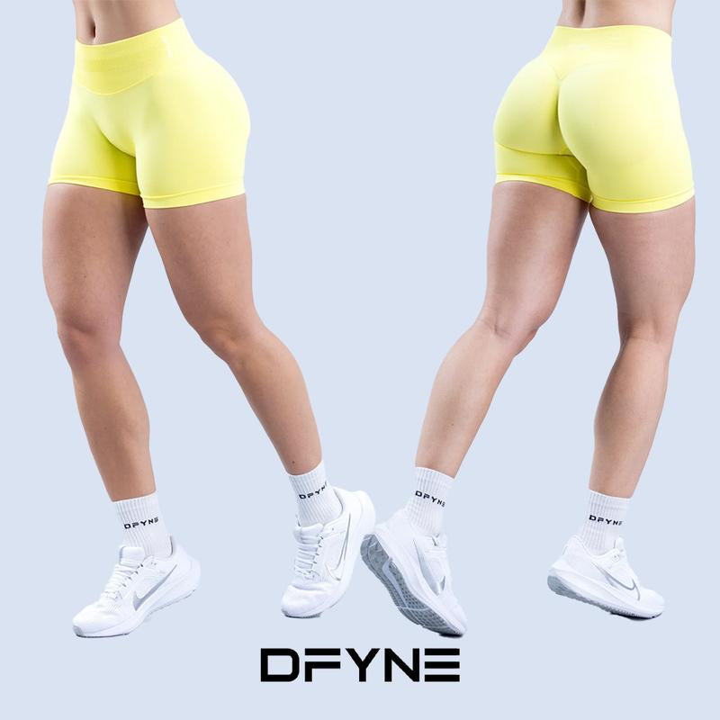 Dfyne Impact Shorts 4.5" Women High-Waisted Seamless Workout Shorts Fitness Running Yoga Shorts Stretchy Activewear