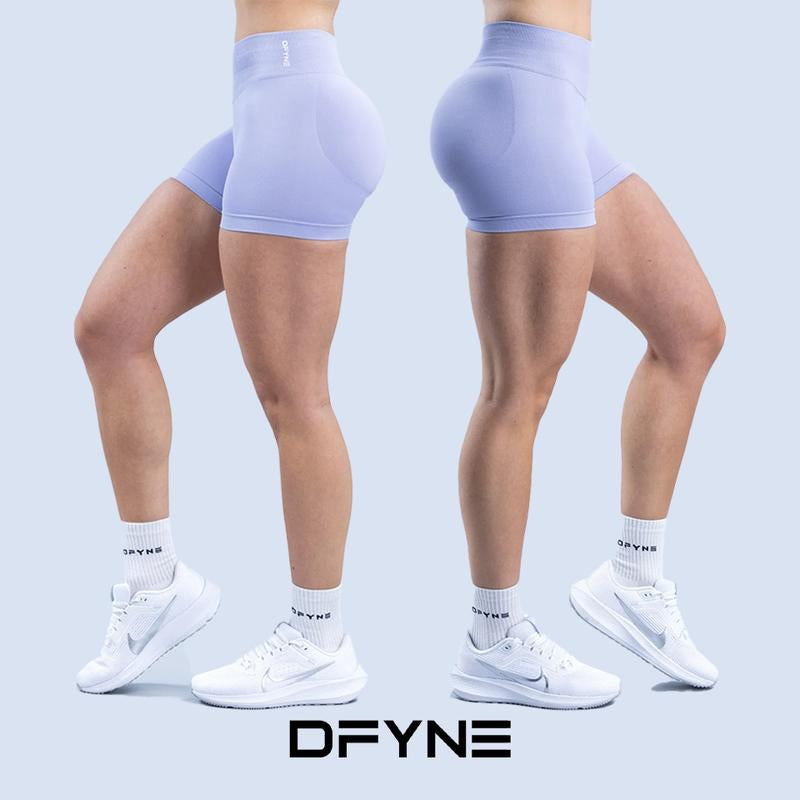 Dfyne Impact Shorts 4.5" Women High-Waisted Seamless Workout Shorts Fitness Running Yoga Shorts Stretchy Activewear