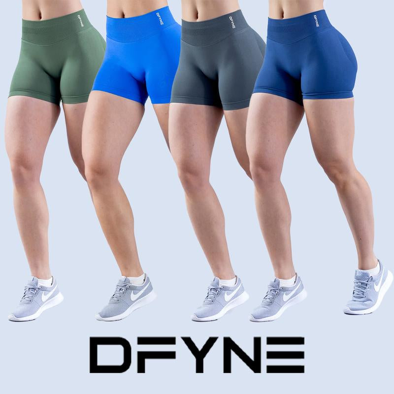 Dfyne Impact Shorts 4.5" Women High-Waisted Seamless Workout Shorts Fitness Running Yoga Shorts Stretchy Activewear