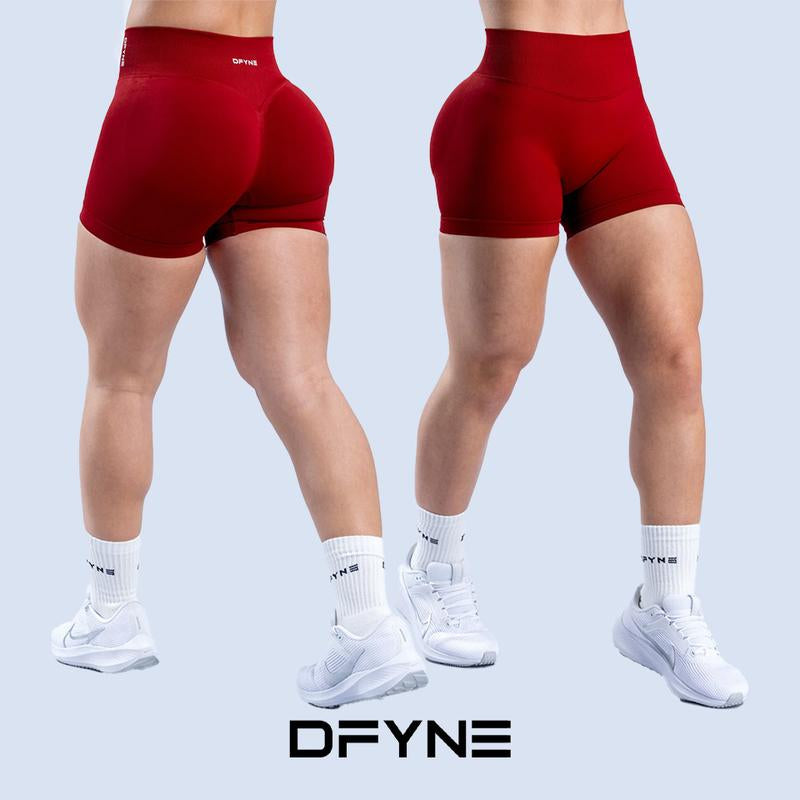 Dfyne Impact Shorts 4.5" Women High-Waisted Seamless Workout Shorts Fitness Running Yoga Shorts Stretchy Activewear
