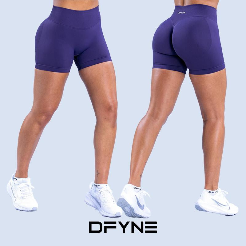 Dfyne Impact Shorts 4.5" Women High-Waisted Seamless Workout Shorts Fitness Running Yoga Shorts Stretchy Activewear