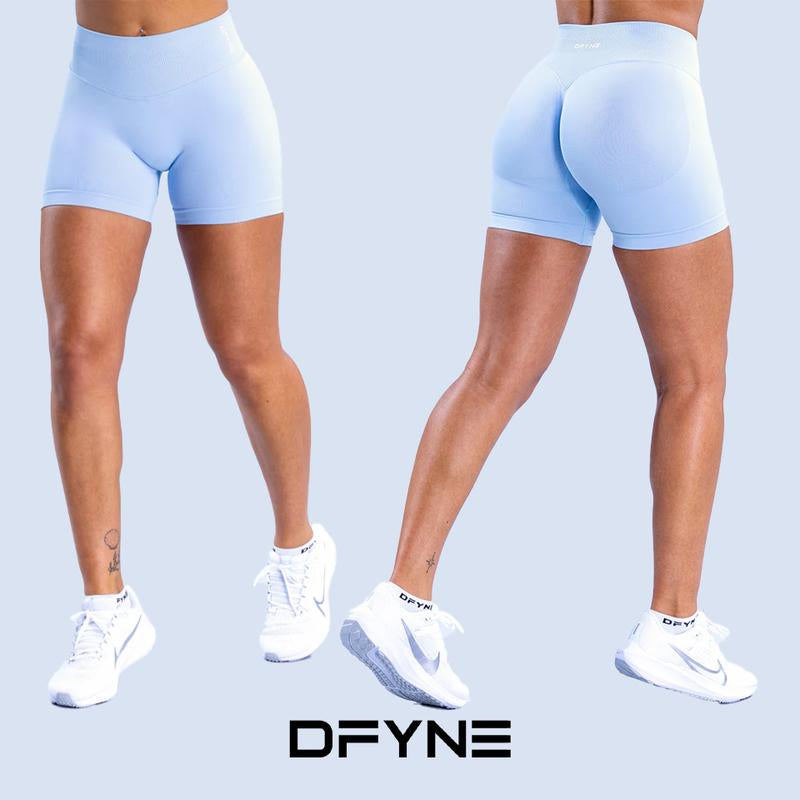 Dfyne Impact Shorts 4.5" Women High-Waisted Seamless Workout Shorts Fitness Running Yoga Shorts Stretchy Activewear