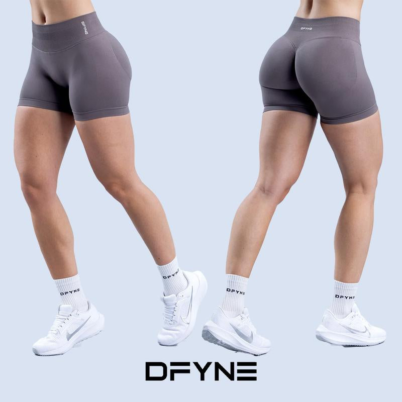 Dfyne Impact Shorts 4.5" Women High-Waisted Seamless Workout Shorts Fitness Running Yoga Shorts Stretchy Activewear
