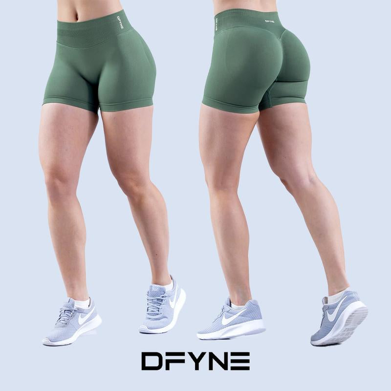 Dfyne Impact Shorts 4.5" Women High-Waisted Seamless Workout Shorts Fitness Running Yoga Shorts Stretchy Activewear