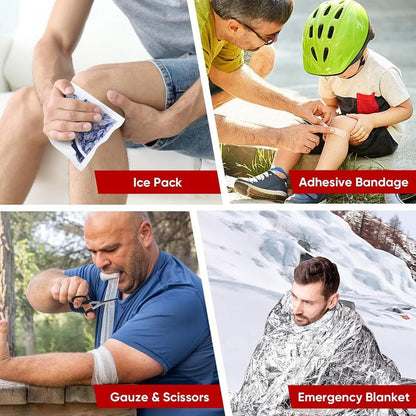 300 Piece First Aid Kit, Portable Small Emergency Kits Compact 1St Aid Kit with Hard Storage Case for Car, Travel, Home, Camping, Outdoor, Hiking