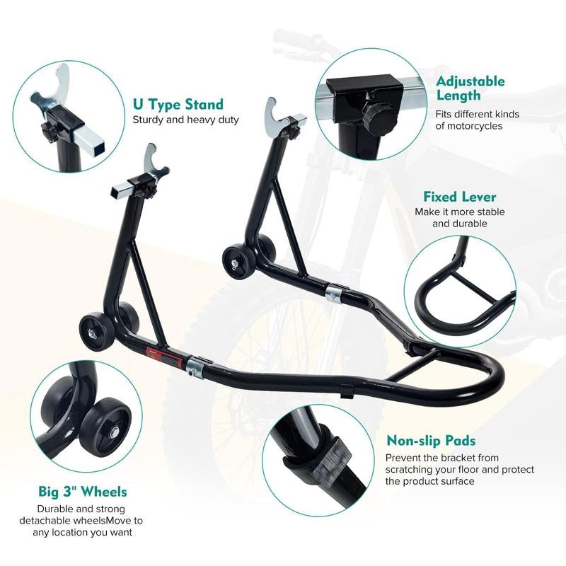 Motorcycle Stand 850 Lbs Sports Bike Rear Wheel Lift Swingarm Paddock Stand Black, U