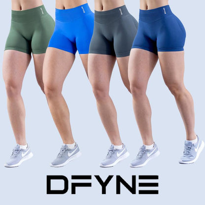 Dfyne Impact Shorts 4.5" Women High-Waisted Seamless Workout Shorts Fitness Running Yoga Shorts Stretchy Activewear